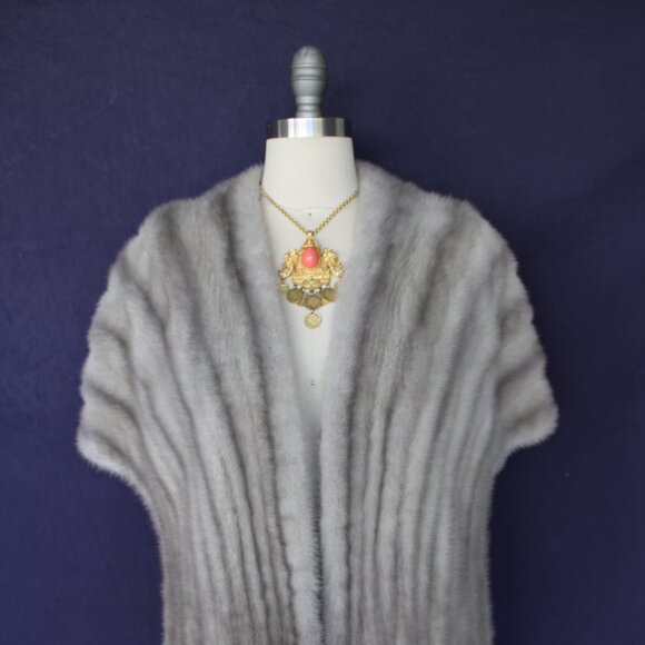 James Fong Fur Co.Vintage gray Mink fur stole wrap cape coat Jacket shawl - Picture 7 of 10